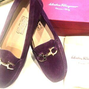Salvatore Ferragamo Gancini Bit Purple Suede Salvatore Ferragamo Fly Loafers 10B